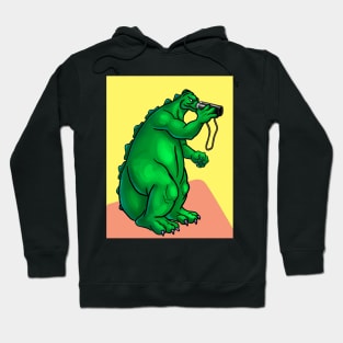 Animated Godzilla With Binoculars Hoodie